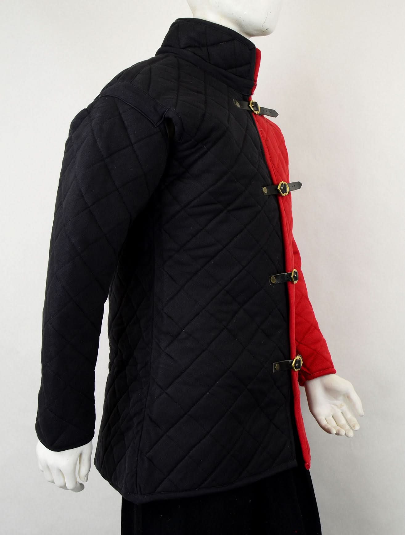 Front-Buckled Gambeson with Open Armpit Design - Red and Black Duo Tone