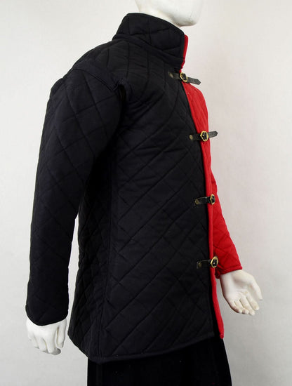 Front-Buckled Gambeson with Open Armpit Design - Red and Black Duo Tone