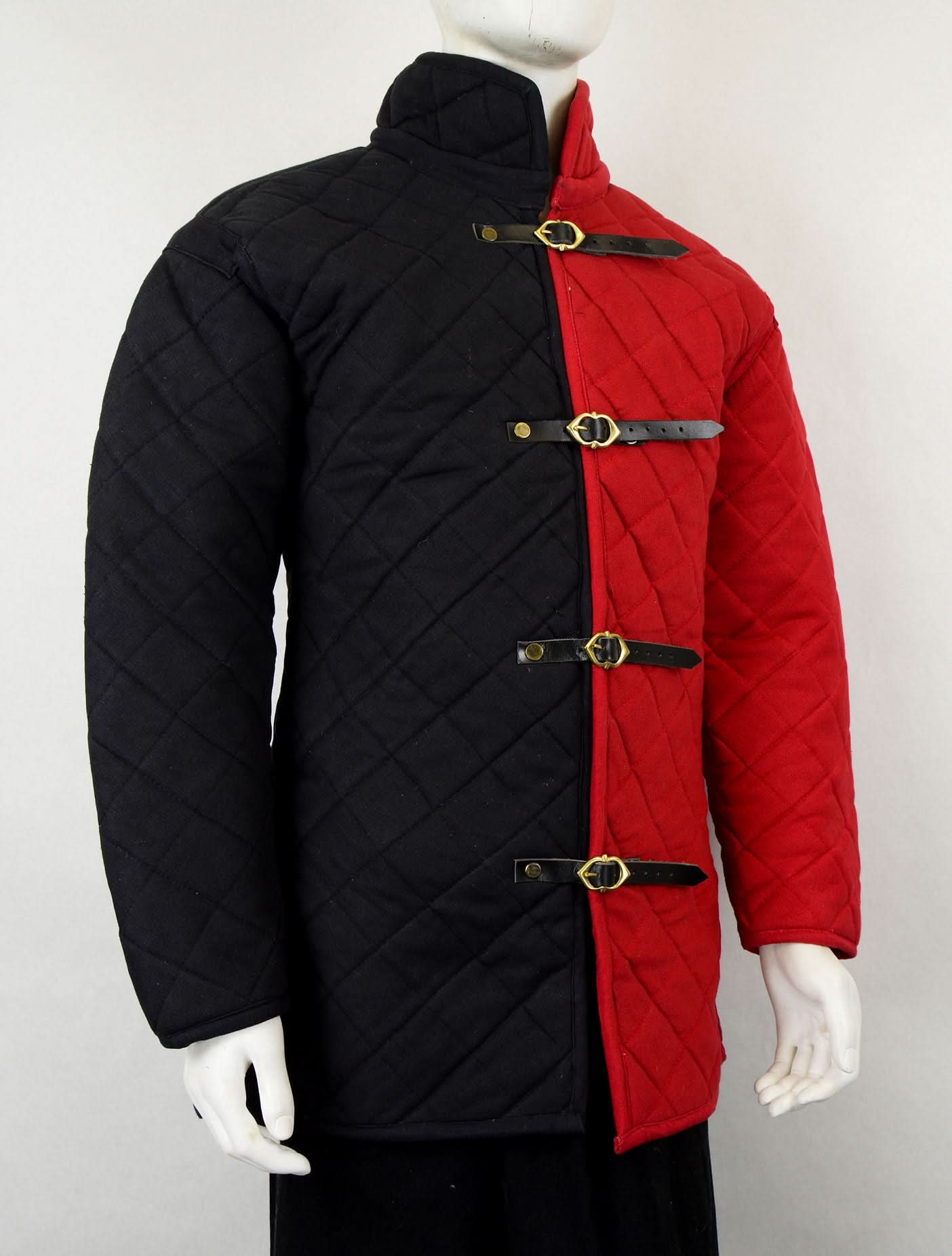 Front-Buckled Gambeson with Open Armpit Design - Red and Black Duo Tone