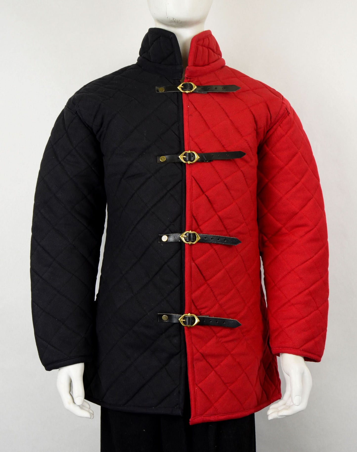 Front-Buckled Gambeson with Open Armpit Design - Red and Black Duo Tone