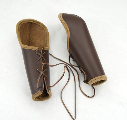 Leather Bazubands - Bracers with Elbow Protection - Brown