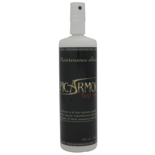 bottle of maintenance silicone for LARP weapons
