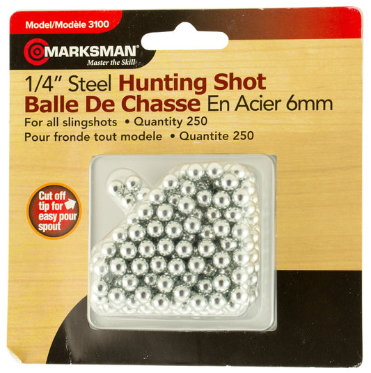 Marksman 1/4" Steel Hunting Shot Slingshot Ammo, 250 count