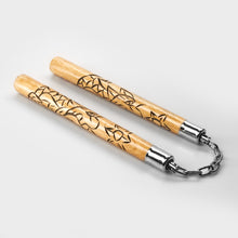 Load image into Gallery viewer, 12&quot; Burnt Carved Nunchucks
