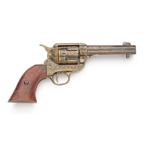 Old West Replica Fast Draw Gold Engraved Revolver Non-Firing Gun