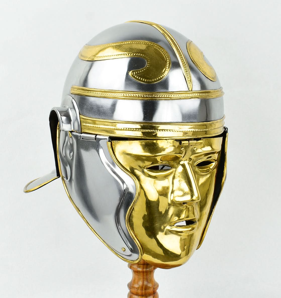 Roman Cavalry Helmet with Brass Mask - 18 Gauge