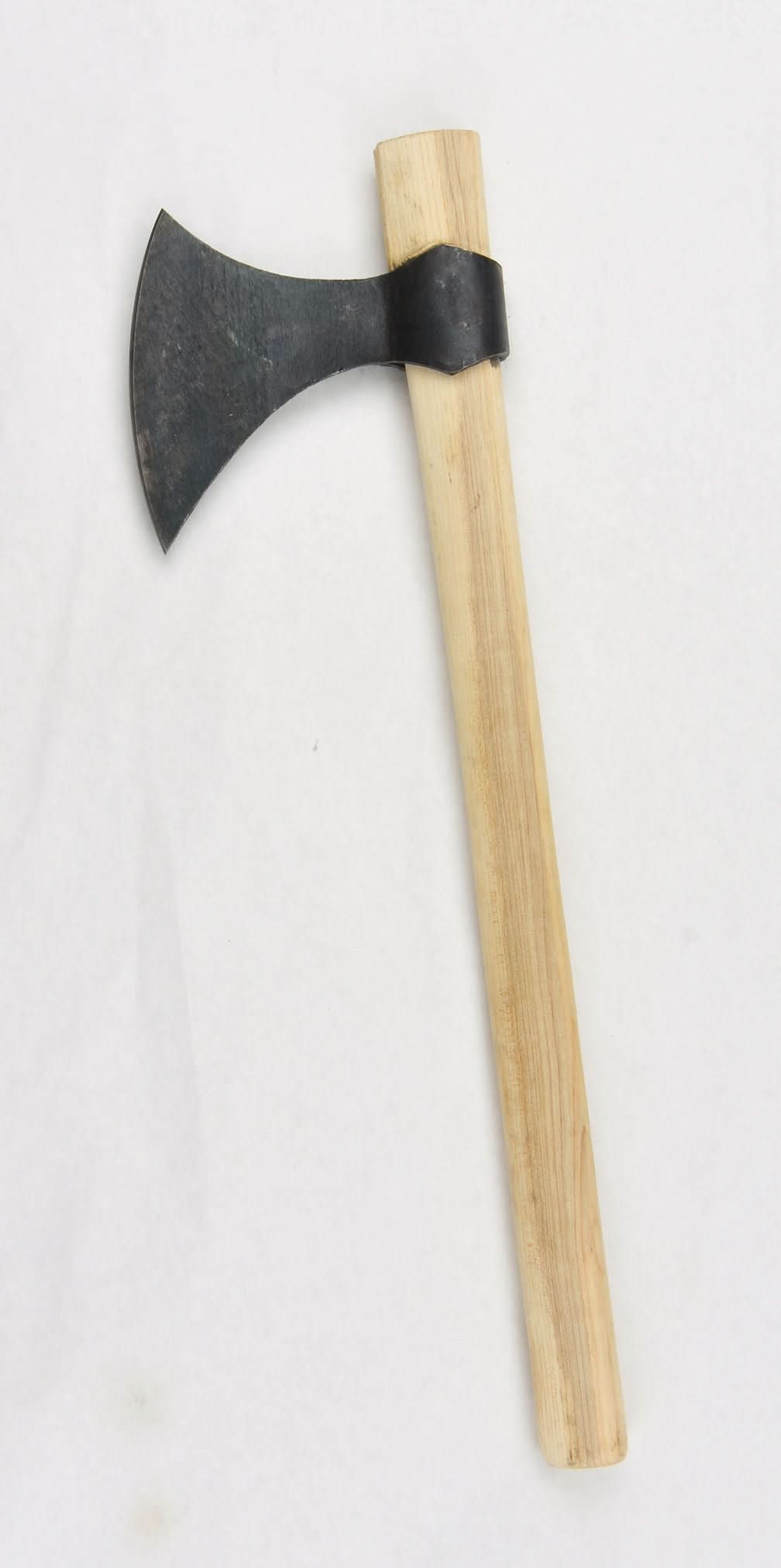 Viking Throwing Axe with a black ax head and wood handle