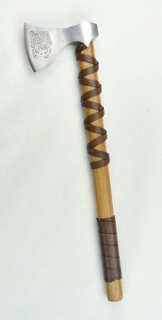 Viking Type E Axe with Etched Norse Design