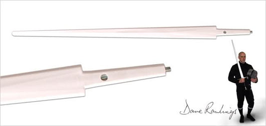 Xtreme Synthetic Single Hand Blade with a closeup of the handle and an image of a man holding a sword